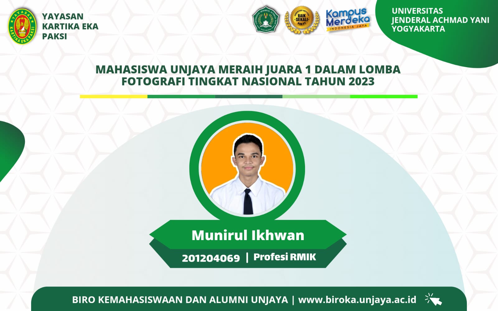 Thumbnail SELAMAT & SUKSES MAHASISWA UNJAYA MERAIH JUARA 1 DALAM LOMBA FOTOGRAFI TINGKAT NASIONAL TAHUN 2023